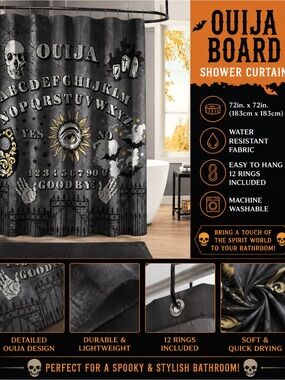 Ouija Board Shower Curtain - Black